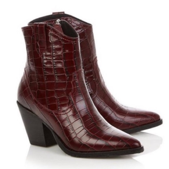 ALLSAINTS Rolene Croco Bootie Berry Croc sz 41 - Picture 1 of 12